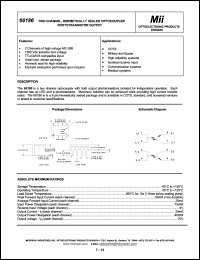 66186-000 datasheet: 5V; 60mA; 1kV two channel, hermetically sealed optocoupler, phototransistor output 66186-000