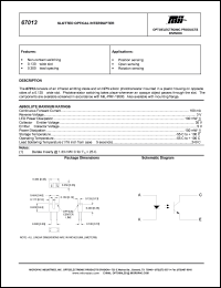 67013 datasheet: 3V; 10mA; slotted optical interrupter 67013