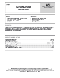 42109 datasheet: 50V; 125W; operational amplifier DSCC DWG #5962-9065901 42109