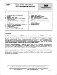 53259 datasheet: 0.12-0.24A; power MOSFET optocoupler 400V/ 50 Ohm hermetically sealed 53259