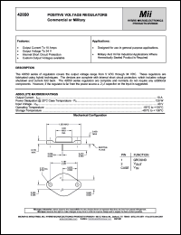 42050-055 datasheet: 5V DC; 10A; positive voltage regulator. For use in general purpose applications 42050-055