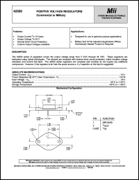 42050-109 datasheet: 10V DC; 10A; positive voltage regulator. For use in general purpose applications 42050-109