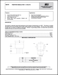 42141 datasheet: 30V DC; 150mA; positive regulator 42141