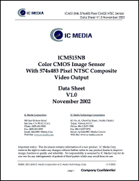 ICM515NB datasheet: Color CMOS image sensor 3.3 V ICM515NB