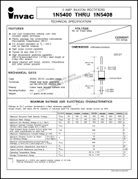 1N5401 datasheet: 100 V, 3 A silicon rectifier 1N5401