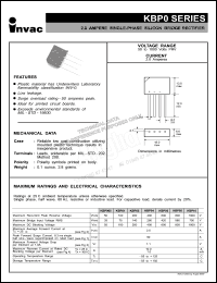 KBP005 datasheet: 50 V, 2 A single-phase silicon bridge rectifier KBP005