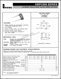 KBPC6005 datasheet: 50 V, 6 A single-phase silicon bridge rectifier KBPC6005