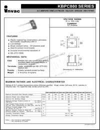 KBPC806 datasheet: 600 V, 8 A single-phase silicon bridge rectifier KBPC806