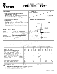 UF4007 datasheet: 1000 V, 1 A silicon rectifier UF4007