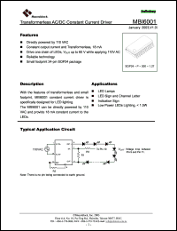 MBI6001N1D datasheet: Transformerless AC/DC constant current driver MBI6001N1D