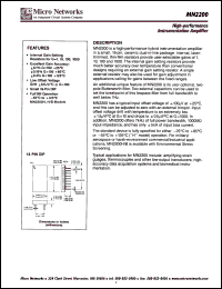 MN2200 datasheet: High-performance instrumentation amplifier MN2200