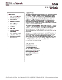 MN6500S/B datasheet: 16 bit 100kHz sampling A/D converter MN6500S/B