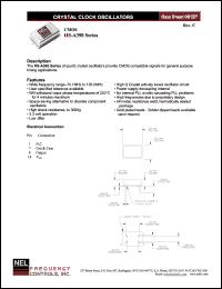 HSA391 datasheet: 3.3 V,+/-50 ppm, CMOS crystal clock oscillator HSA391