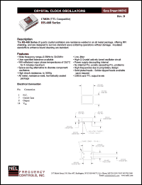 SMA460 datasheet: 3.3 V, +/-100 ppm, CMOS  crystal clock oscillator SMA460