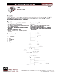 HSA420 datasheet: 3.3 V, +/-100 ppm, CMOS crystal clock oscillator HSA420