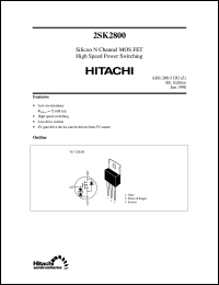 2SK2800 datasheet: Power switching MOSFET 2SK2800