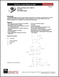 SMA292C datasheet: 3.3 V, +/-100 ppm, differential positive ECL crystal clock oscillator SMA292C