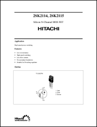 2SK2115 datasheet: Power switching MOSFET 2SK2115