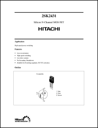 2SK2431 datasheet: Power switching MOSFET 2SK2431