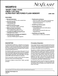 NX29F010-55W datasheet: 55 ns, 5 V, 1M-bit CMOS ultra-fast sectored flash memory NX29F010-55W