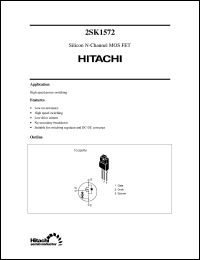 2SK1572 datasheet: Power switching MOSFET 2SK1572