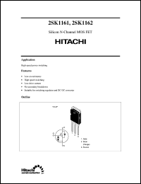 2SK1162 datasheet: Power switching MOSFET 2SK1162