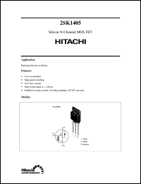 2SK1405 datasheet: Power switching MOSFET 2SK1405