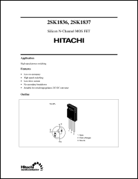 2SK1837 datasheet: Power switching MOSFET 2SK1837