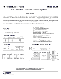 KM416V256DLJ-7 datasheet: 256K x 16Bit CMOS dynamic RAM with fast page mode, 70ns, 3.3V, self-refresh capability KM416V256DLJ-7