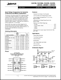 CA0139E datasheet: Quad voltage comparators for square wave generator, time delay generators, pulse generators and etc CA0139E