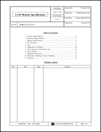 DMC20434 datasheet: 20characters x 2lines; 5x8dots (1character); 0.3-7.0V; 1.0mA LCD module DMC20434