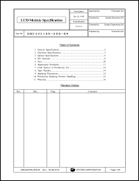 DMC40218N-SEB-B datasheet: 40characters x 2lines; 5x8dots (1character); 0.3-7.0V 3.3mA LCD module DMC40218N-SEB-B