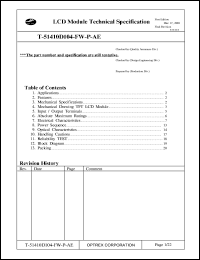 T-51410D104-FW-P-AE datasheet: 0.3-3.6V; 0.54mA LCD module T-51410D104-FW-P-AE