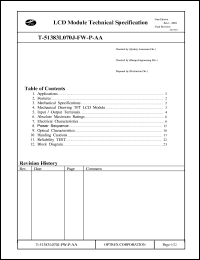 T-51383L070J-FW-P-AA datasheet: 1440 x 234dots; dot pitch:0.107 x 0.372mm; 0.3-7.0V; 0.15mA LCD module T-51383L070J-FW-P-AA