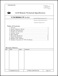 T-51638D084-FW-A-AA datasheet: 640 x 480dots; pixel pitch: 0.267 x 0.267mm; 0.0-4.0V; 0.15mA LCD module T-51638D084-FW-A-AA