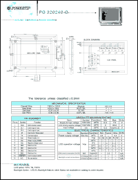 PG320240-G datasheet: 320x240dots; Dot size:0.27 x 0.27mm; dot pitch:0.30 x 0.30mm; LCD monitor PG320240-G