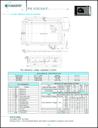 PG320240-F datasheet: 320x240dots; Dot size:0.33 x 0.33mm; dot pitch:0.36 x 0.36mm; LCD monitor PG320240-F