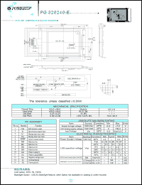 PG320240-E datasheet: 320x240dots; Dot size:0.27 x 0.27mm; dot pitch:0.30 x 0.30mm; LCD monitor PG320240-E