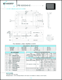 PG320240-C datasheet: 320x240dots; Dot size:0.27 x 0.27mm; dot pitch:0.30 x 0.30mm; LCD monitor PG320240-C