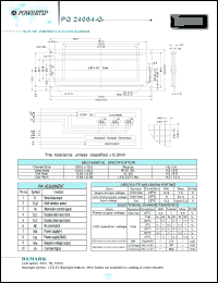 PG24064-G datasheet: 240x64dots; Dot size:0.49 x 0.49mm; dot pitch:0.53 x 0.53mm; LCD monitor PG24064-G