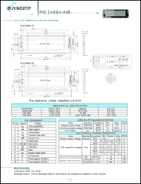 PG24064-A/B datasheet: 240x64dots; Dot size:0.49 x 0.49mm; dot pitch:0.53 x 0.53mm; LCD monitor PG24064-A/B