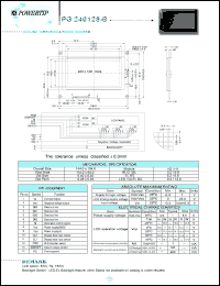 PG240128-B datasheet: 240x128dots; Dot size:0.40 x 0.40mm; dot pitch:0.45 x 0.45mm; LCD monitor PG240128-B