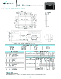 PG160128-A datasheet: 160x128dots; Dot size:0.56 x 0.56mm; dot pitch:0.60 x 0.60mm; LCD monitor PG160128-A