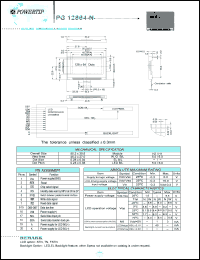 PG12864-N datasheet: 128x64 dots; dot size:0.28 x 0.34mm; dot pitch:0.23 x 0.38mm; LCD monitor PG12864-N