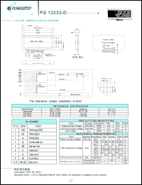 PG12032-D datasheet: 120x32 dots; dot size:0.43 x 0.60mm; dot pitch:0.47 x 0.65mm; LCD monitor PG12032-D