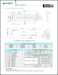 PC2402-A datasheet: 2 lines; 24 characters; dot size:0.60 x 0.65; dot pitch:0.65 x 0.70; LCD monitor PC2402-A