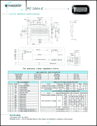 PC2004-C datasheet: 4 lines; 20 characters; dot size:0.42 x 0.46; dot pitch:0.47 x 0.51; LCD monitor PC2004-C