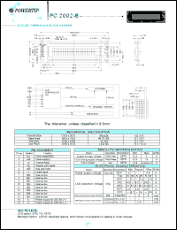 PC2002-B datasheet: 2 lines; 20 characters; dot size:0.60 x 0.65; dot pitch:0.65 x 0.70; LCD monitor PC2002-B