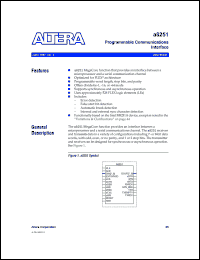 A8251 datasheet: Programmable communications interface. Uses approximately 528 FLEX logic elements (LEs) A8251