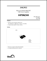 2SK2922 datasheet: Power MOSFET high frequency amplifier 2SK2922